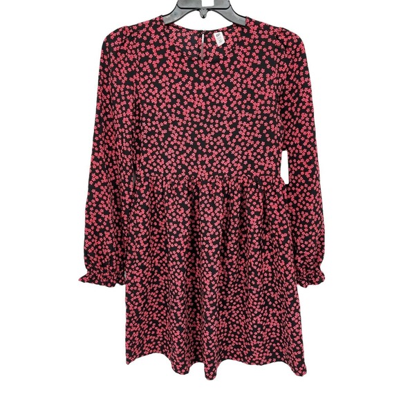 BP Black Graphic Blooms Long Sleeve Dress Size 2XSmall - Picture 2 of 11